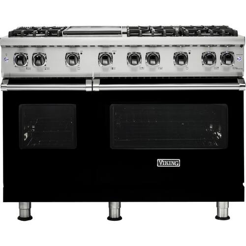 Viking - Freestanding Double Oven LP Gas Convection Range - Black