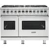 Front. Viking - 5-Series Dual Fuel Self-Clean 48"W Sealed Burner Range - Stainless steel.