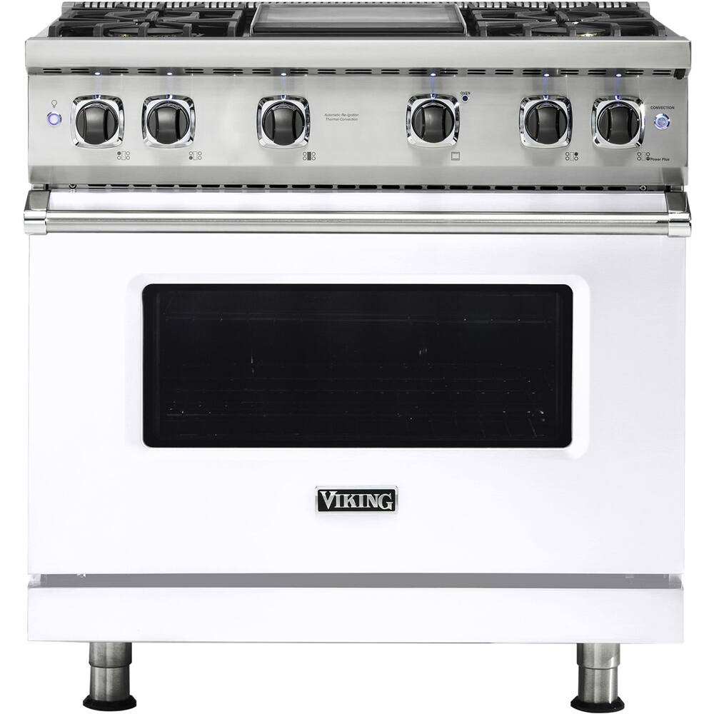 Front. Viking - 5.1 Cu. Ft. Freestanding Gas Convection Range - White.