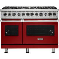 Viking - Self-Cleaning Freestanding Double Oven Dual Fuel Convection Range - Apple Red - Front_Zoom