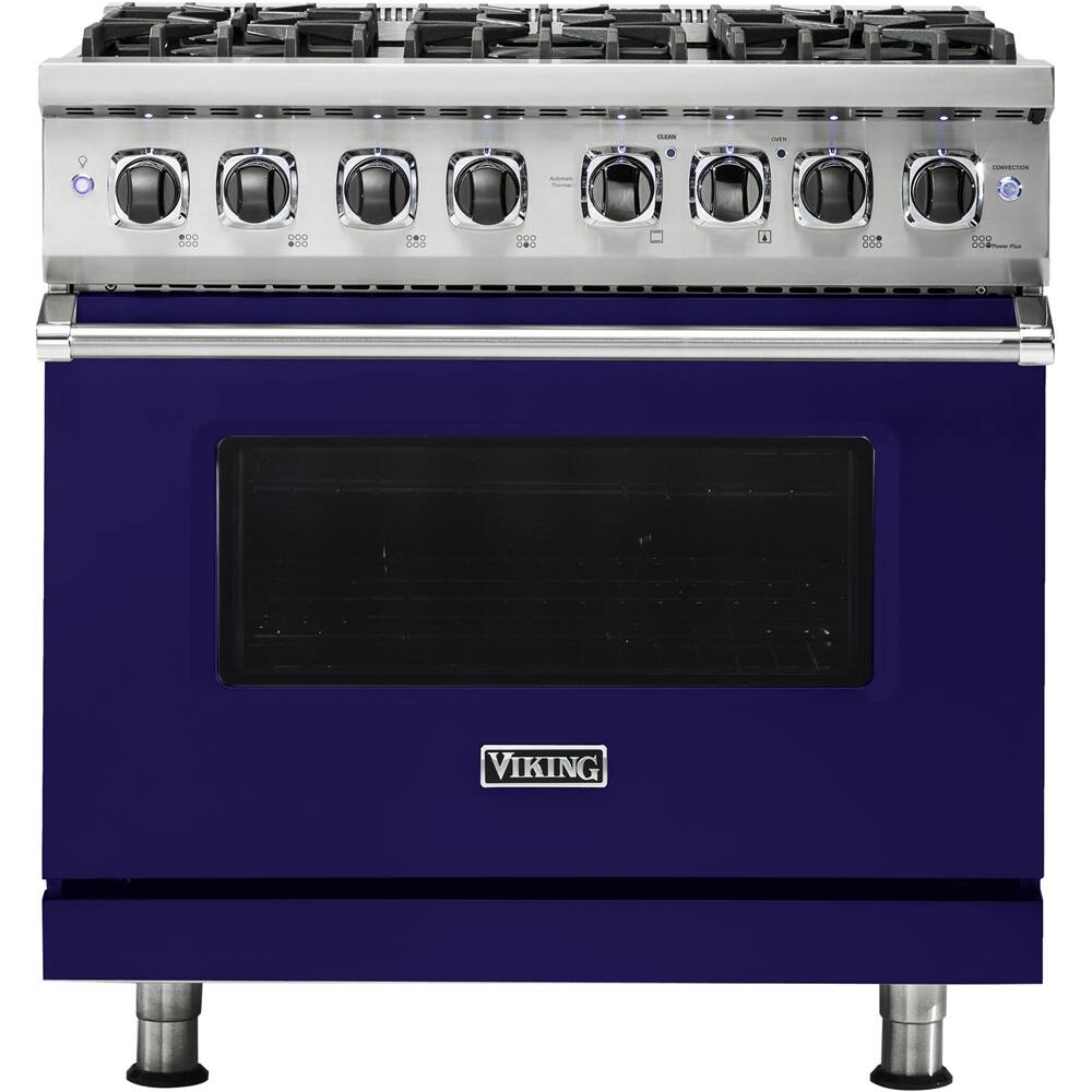 Viking - 5.6 Cu. Ft. Self-Cleaning Freestanding Dual Fuel Convection Range - Cobalt Blue - Front_Zoom