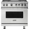Front. Viking - 5-Series 5.6 Cu. Ft. Self-Cleaning Freestanding Dual Fuel Convection Range - Stainless steel.