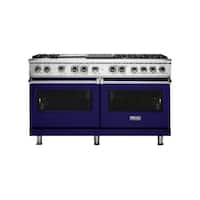 Viking - Self-Cleaning Freestanding Double Oven Dual Fuel Convection Range - Cobalt Blue - Front_Standard