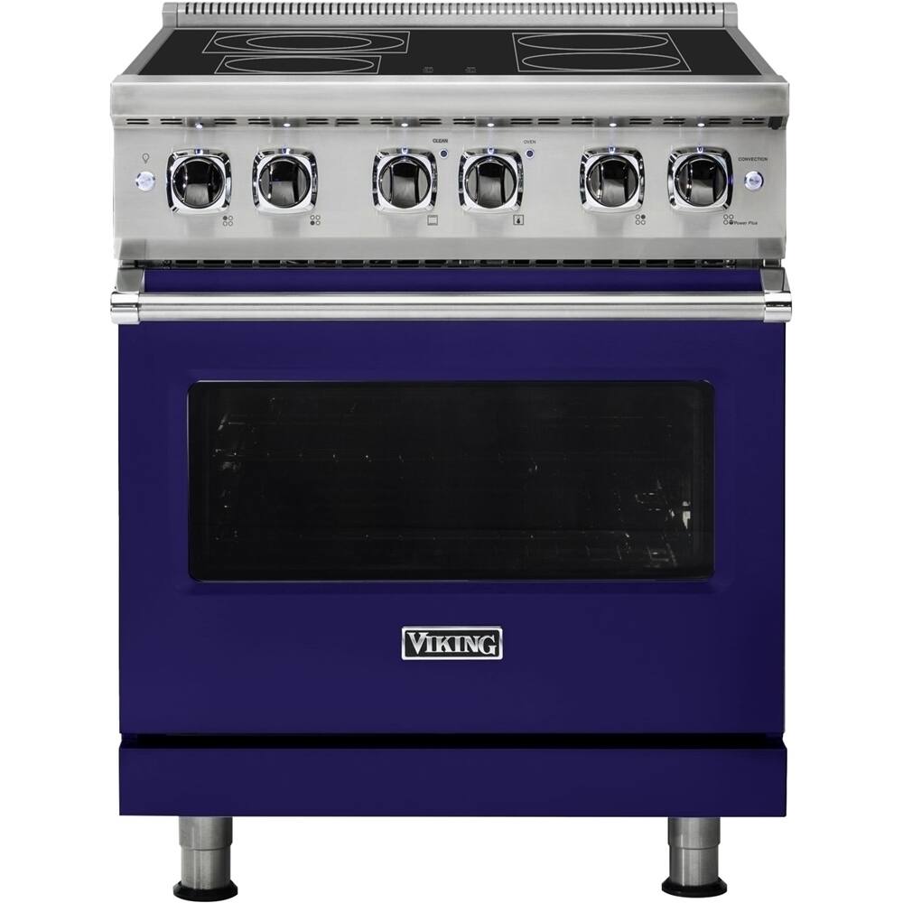 Front. Viking - 4.7 Cu. Ft. Self-Cleaning Freestanding Electric Convection Range - Cobalt Blue.