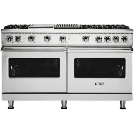 Front. Viking - 8 Cu. Ft. Freestanding Double Oven LP Gas Convection Range - Stainless Steel.