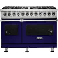 Viking - Self-Cleaning Freestanding Double Oven Dual Fuel Convection Range - Cobalt Blue - Front_Zoom