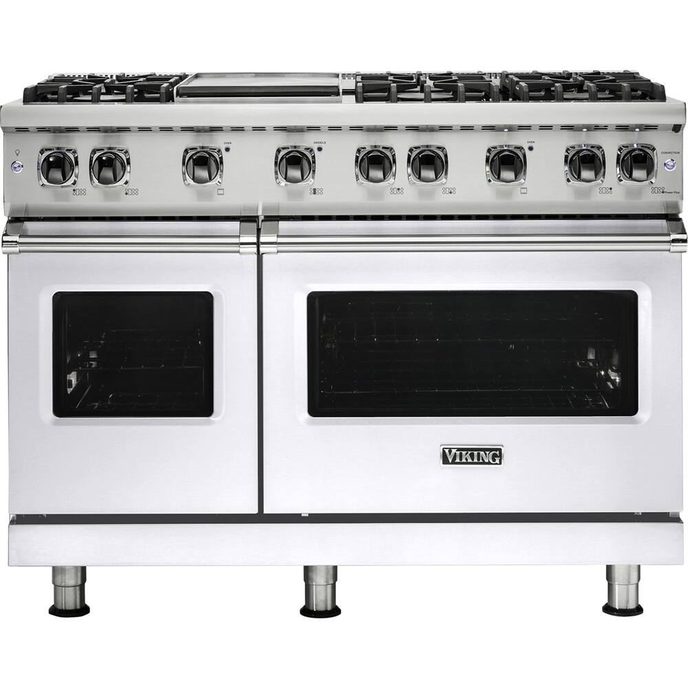 Front. Viking - Freestanding Double Oven Gas Convection Range - White.