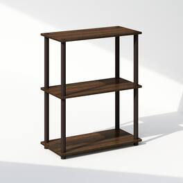Furinno - Turn-N-Tube 3-Tier Multipurpose Compact Display Rack, Shelving Unit, Bookcase - Walnut/Brown
