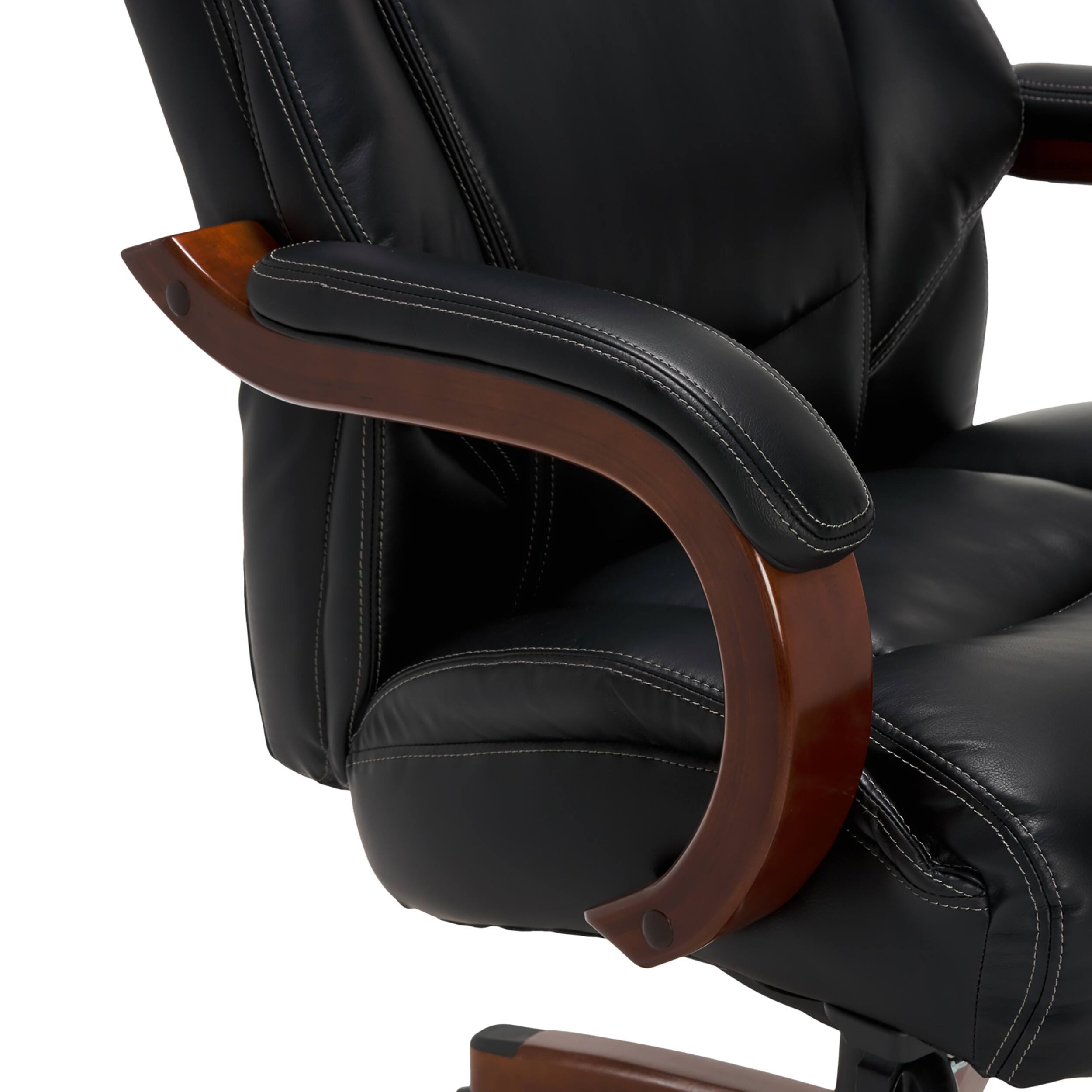 Alt View 13. La-Z-Boy - Big & Tall Executive Office Chair with Lumbar Support Leather Ergonomic Reclining Office Chair with Padded Arms - Jet Black/Mahogany.