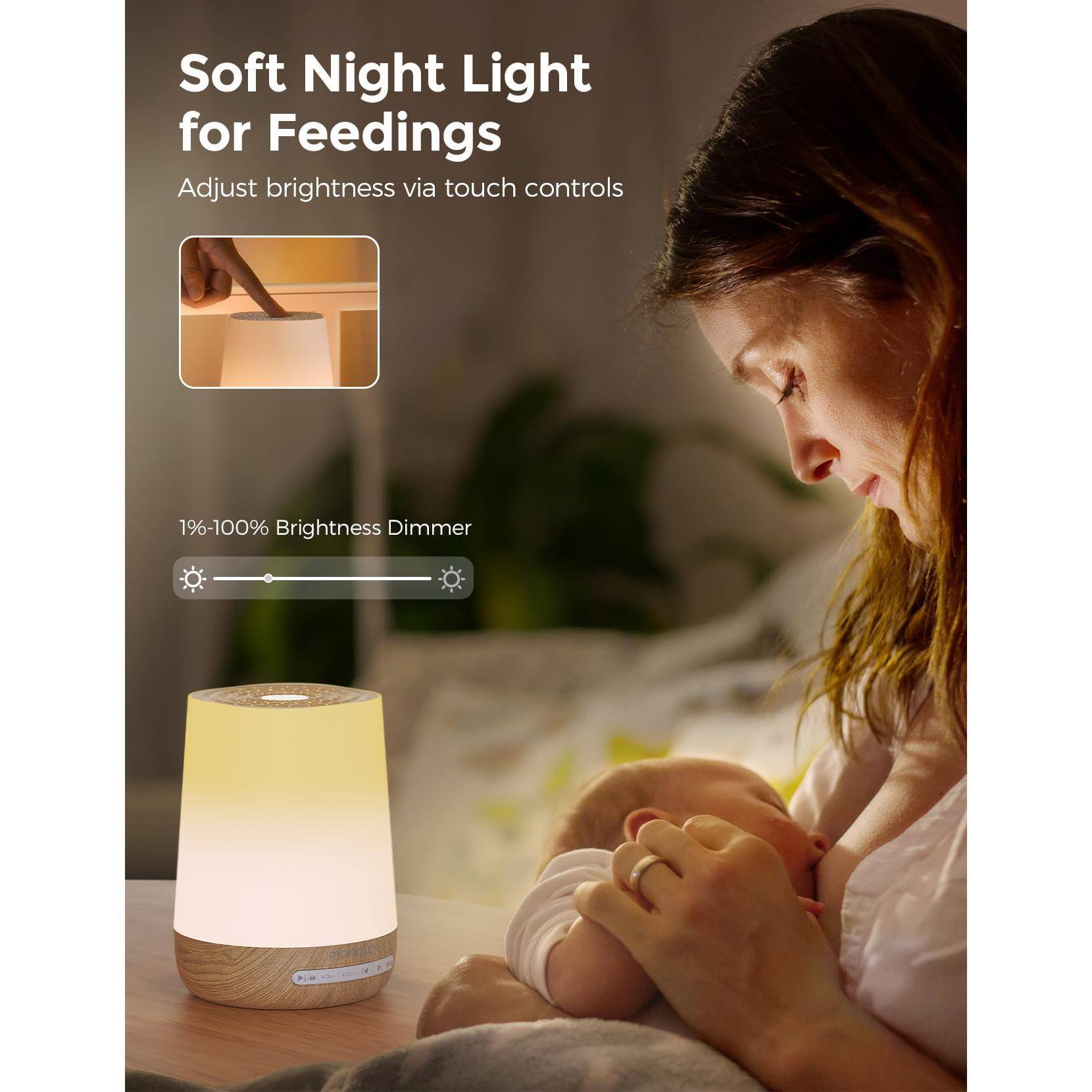 Soft Night Light for Feedings

Adjust brightness via touch controls

1%-100% Brightness Dimmer