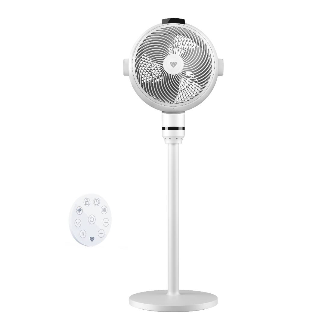 Front. Airdog - Airdog Pedestal Fan for Home, Ultra Quiet ,Temp Sensor, Oscillating Air Circulator Standing Fan with Remote - White.