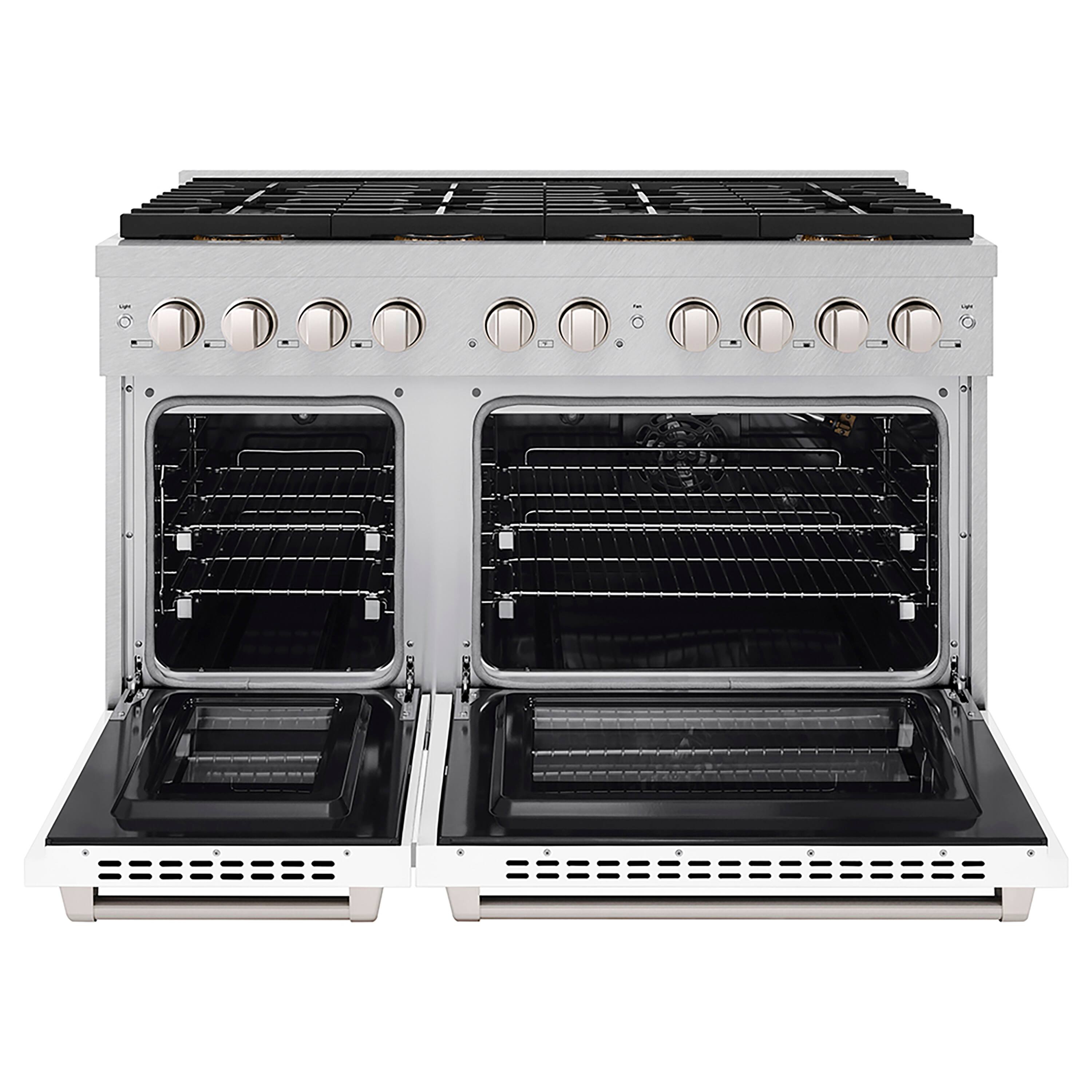 Angle. ZLINE - ZLINE 48 in. 6.7 cu. ft. Freestanding Paramount Gas Range with DuoPro Cooktop - Black Matte.