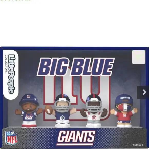 The corrected text is:

"Collector. Little People BIG BLUE NY GO BIG BLUE 00 00 NFL GIANTS SERIES 1"