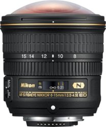 Nikon - AF-S Fisheye-Nikkor 8-15mm f/3.5-4.5 E ED Fisheye Zoom Lens for D3 - Black - Front_Zoom