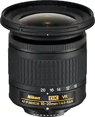 Front. Nikon - AF-P DX NIKKOR 10-20mm f/4.5-5.6G VR Wide-Angle Zoom Lens for APS-C F-mount cameras - Black.