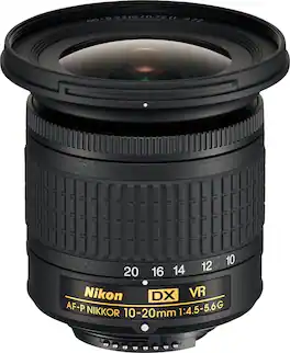 Nikon - AF-P DX NIKKOR 10-20mm f/4.5-5.6G VR Wide-Angle Zoom Lens for APS-C F-mount cameras - Black