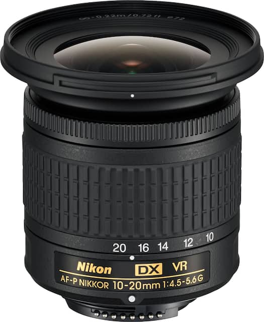 Front Zoom. Nikon - AF-P DX NIKKOR 10-20mm f/4.5-5.6G VR Wide-Angle Zoom Lens for APS-C F-mount cameras - Black.