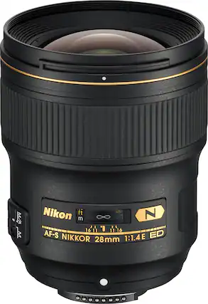 Front. Nikon - Nikkor AF-S 28mm f/1.4 E ED Wide-Angle Lens for Nikon D3 - Black.