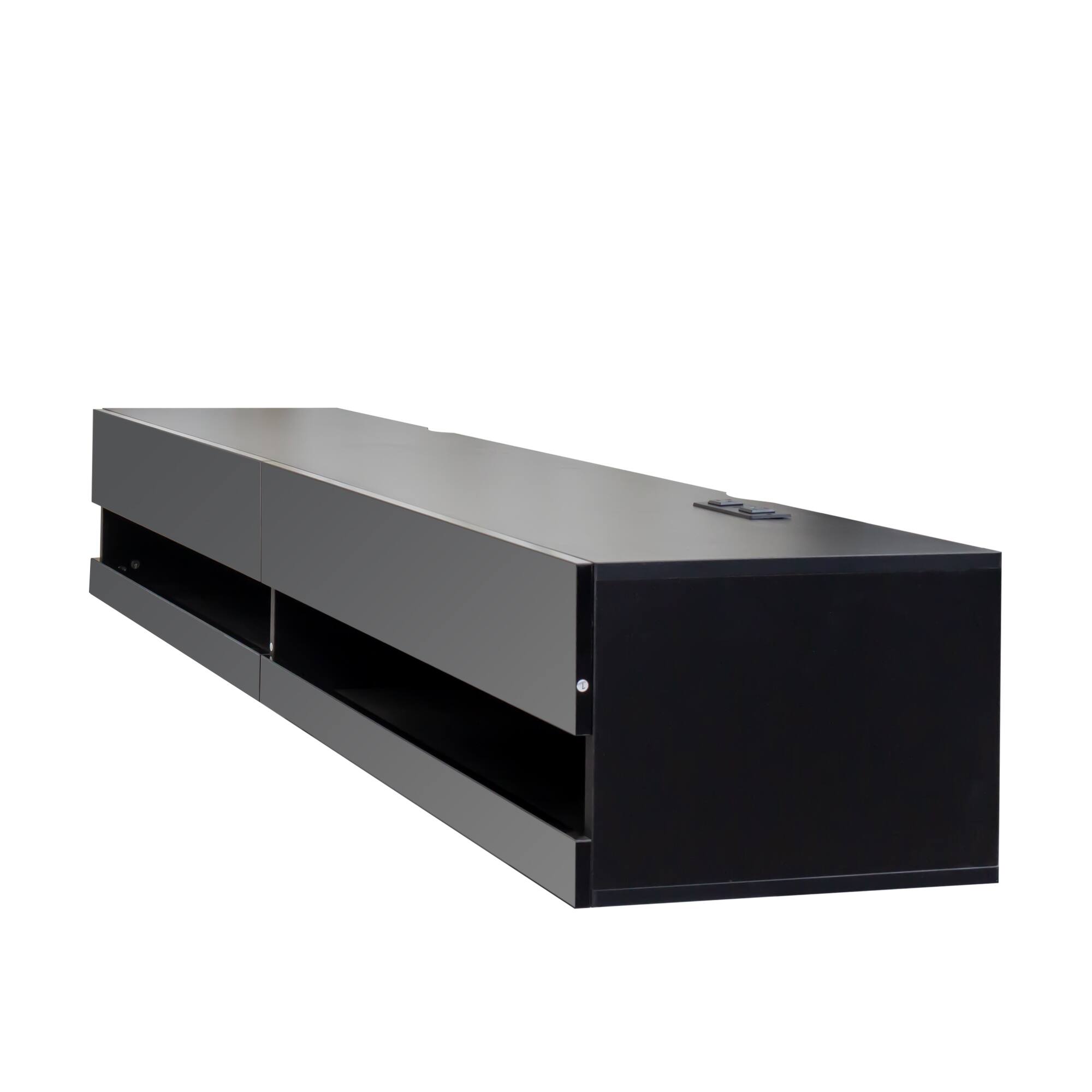 Alt View 7. GOODSILO - Wall Mounted Floating TV Stand with LED Lights and Charging Station - Black.