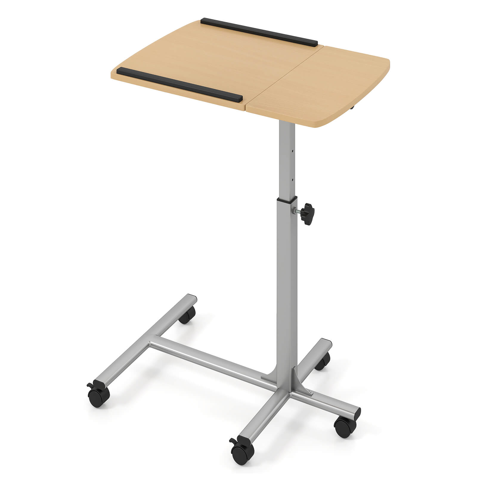 Alt View 9. Costway - Costway Mobile Standing Desk Height Adjustable Sit to Stand Laptop Desk, Natural - Natural.