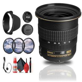 Nikon - AF-S DX Zoom-NIKKOR 12-24mm f/4G IF-ED Lens (2144) + Filter Kit + Cap Keeper - Bundle - Black