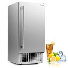 Front. Costway - Costway Commercial Under Counter Ice Maker, 25 lbs Storage Capacity, for Home Bar Cafe - Silver.