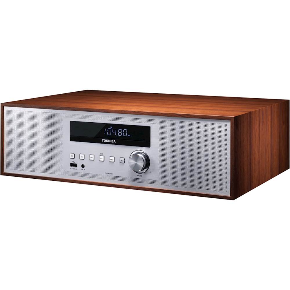 Left View: Toshiba - 30W Audio System - Silver/Brown
