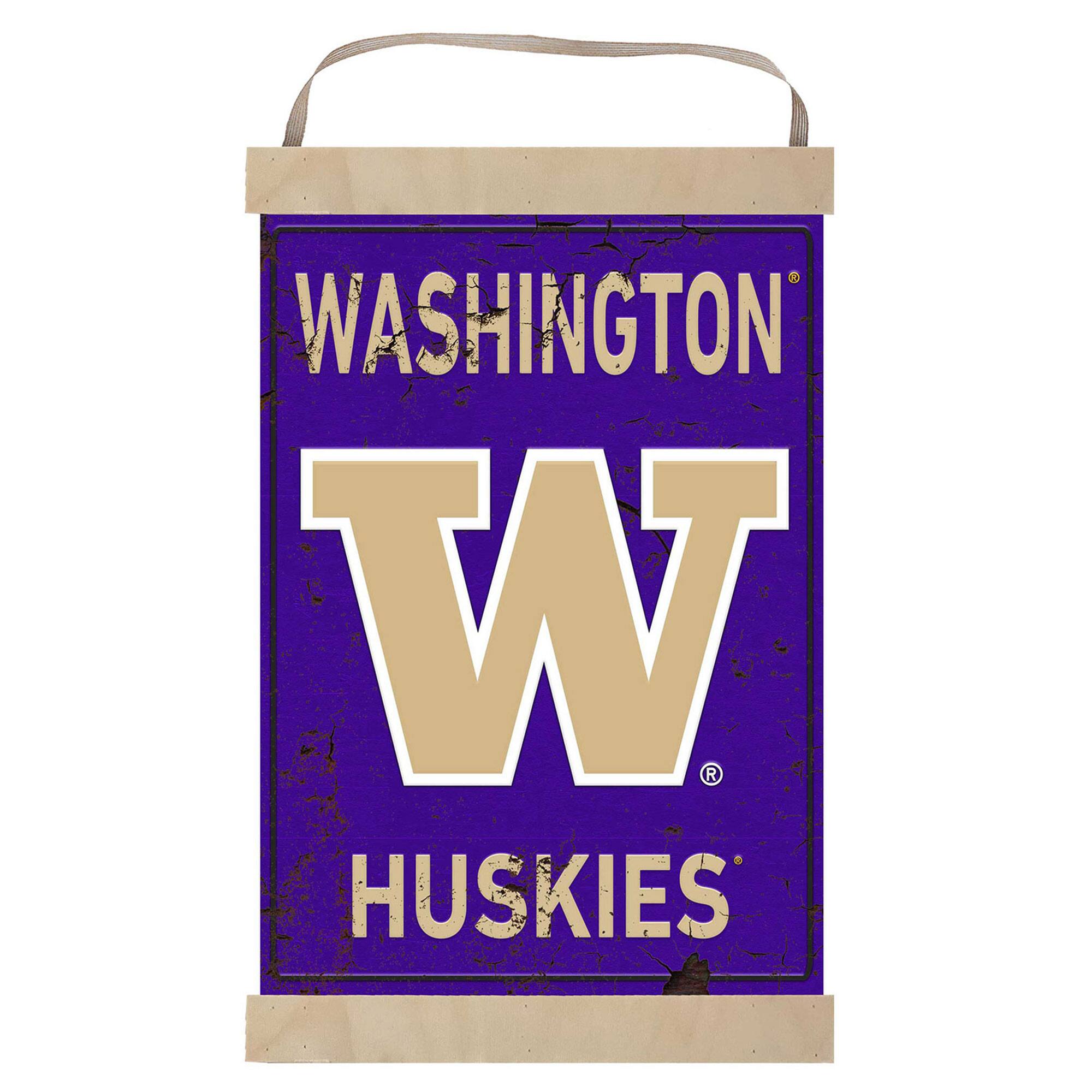 Jardine - Washington Huskies Faux Rust Banner Sign - Purple