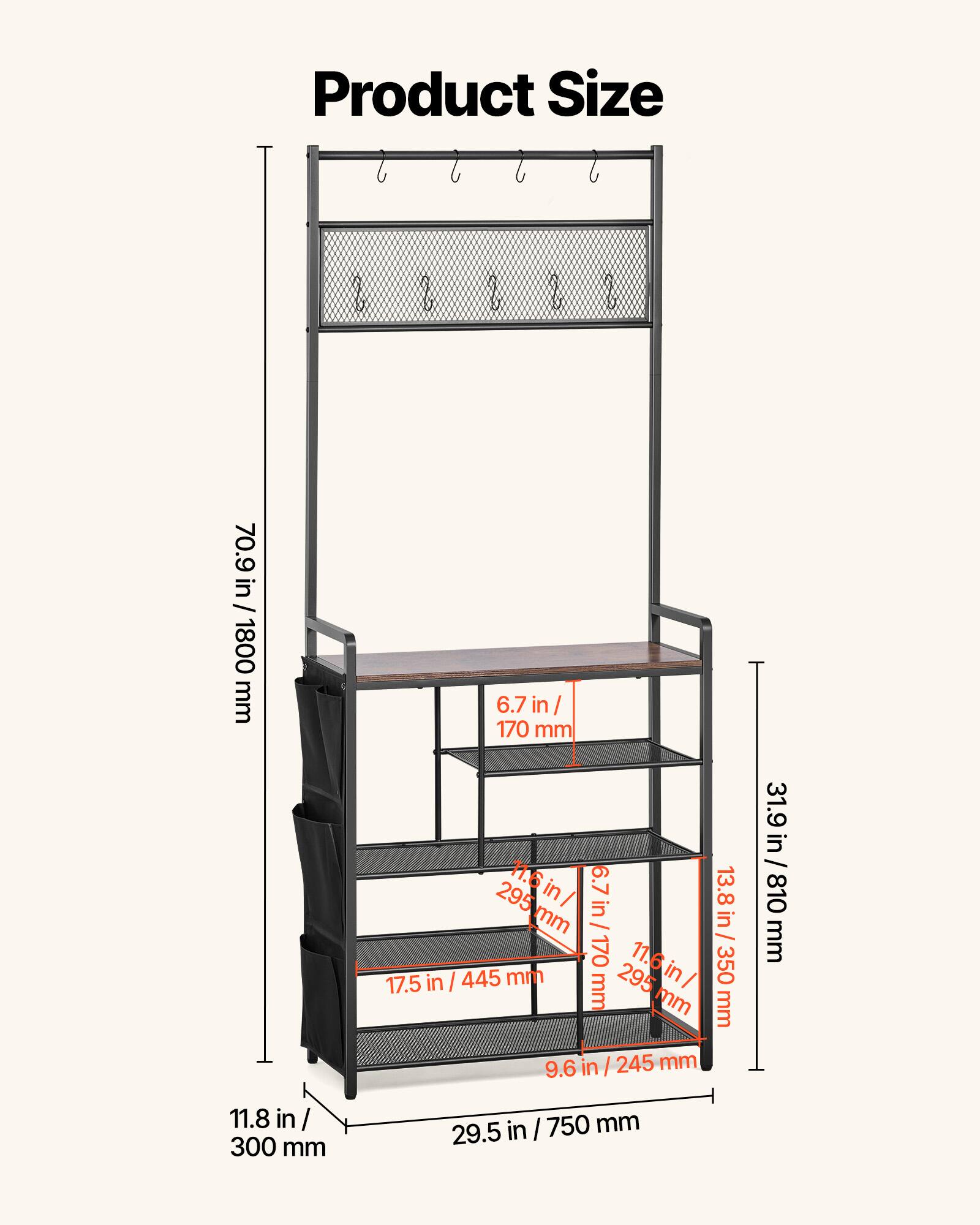 Product Size

- 70.9 in / 1800 mm
- 6.7 in / 170 mm
- 11.6 in / 295 mm
- 13.8 in / 350 mm
- 17.5 in / 445 mm
- 9.6 in / 245 mm
- 11.8 in / 300 mm
- 29.5 in / 750 mm
- 31.9 in / 810 mm