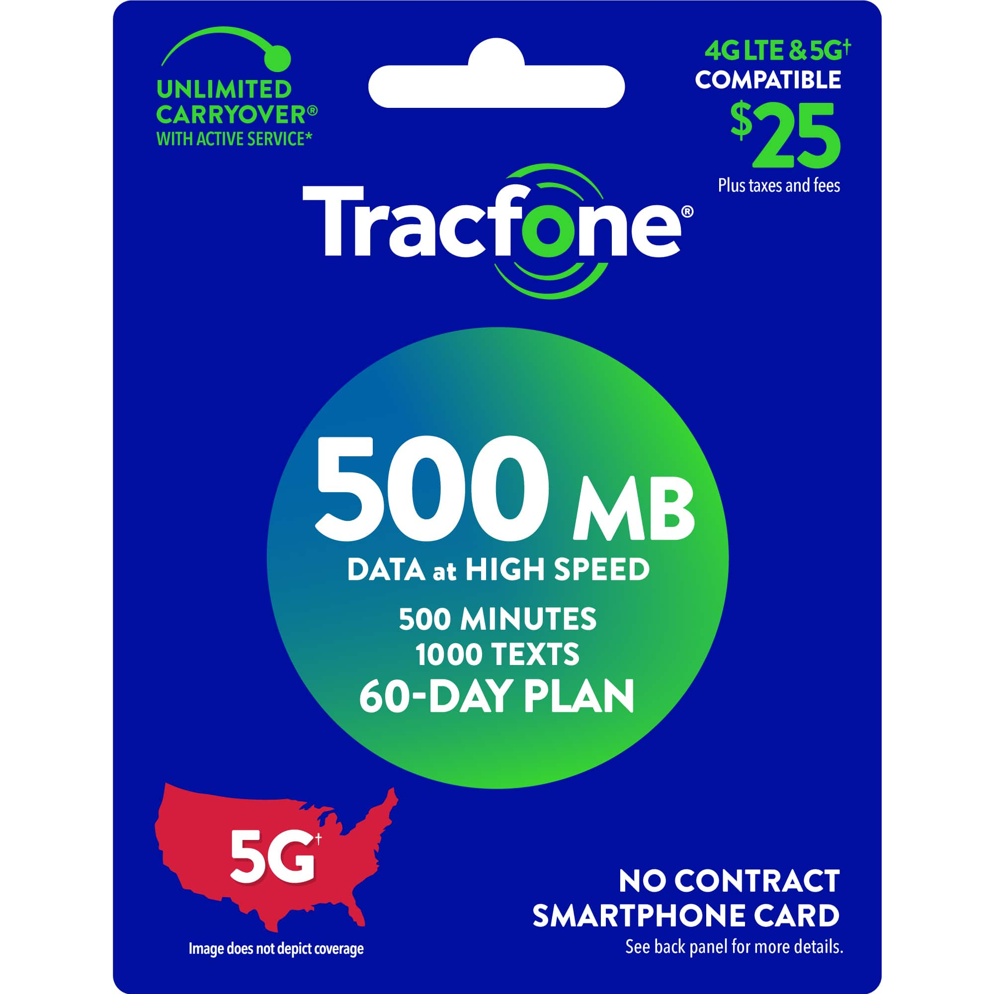 Tracfone 25 Smartphone 500 MB of data 60Day Prepaid Plan (Email