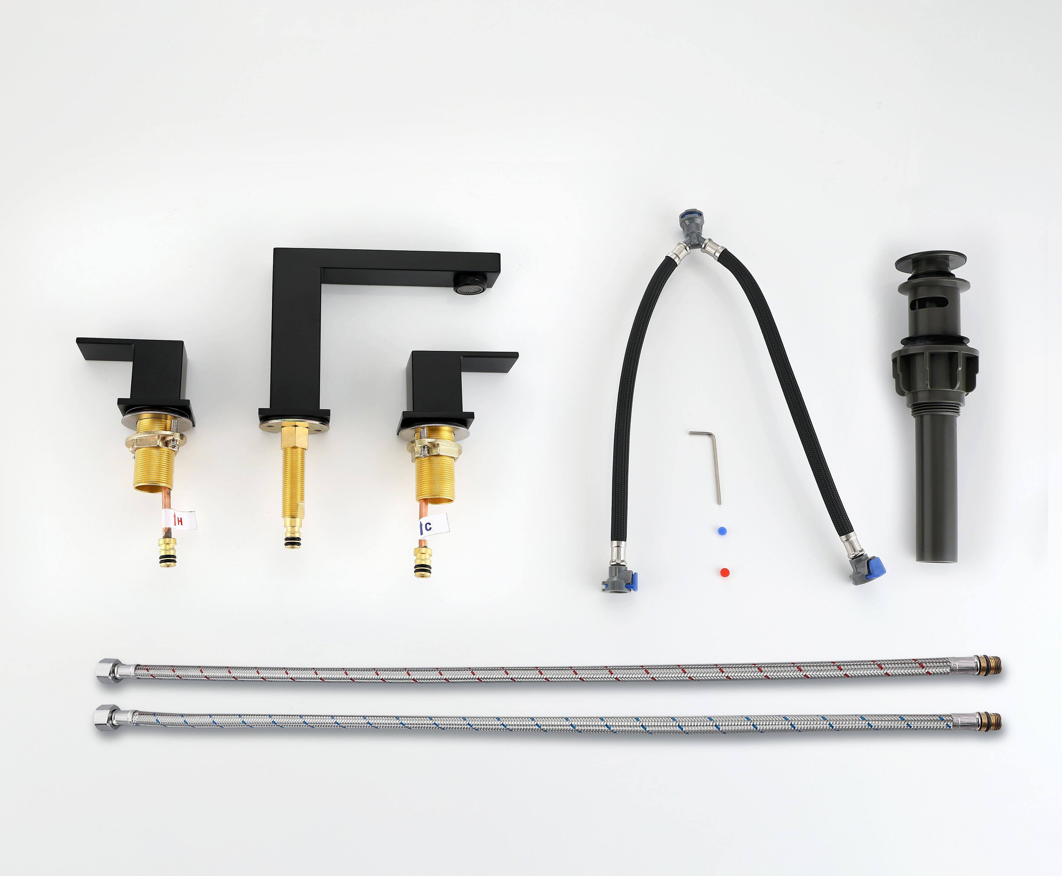 Back. Bothwa Home - Bothwa Home Bathroom Faucet For bathroom Sink  With Two Handles And Supply Lines - Matt black.