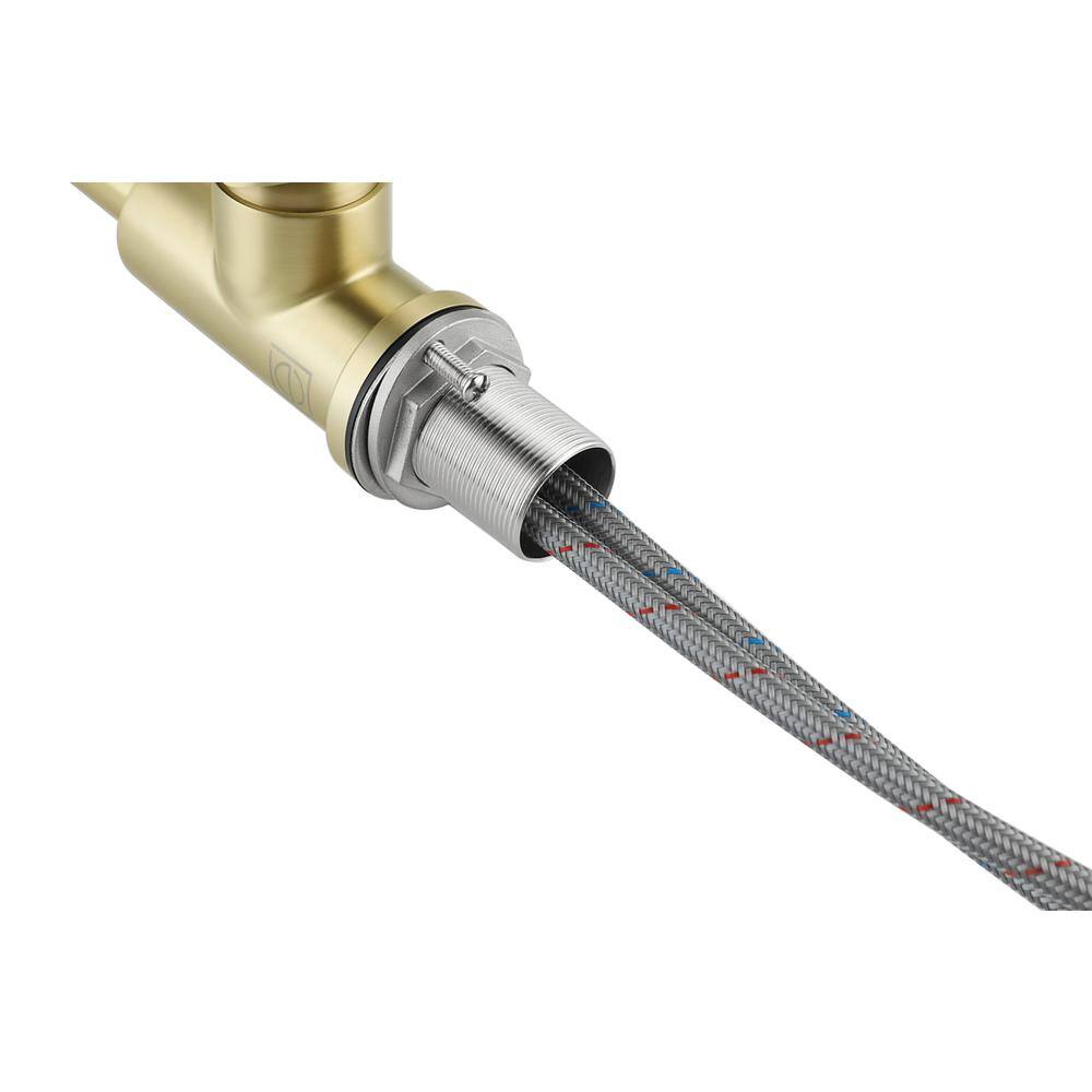 Alt View 4. Elegant Kitchen and Bath - Louis Single Hole Single Handle Bathroom Faucet in Brushed Gold - Brushed Gold.