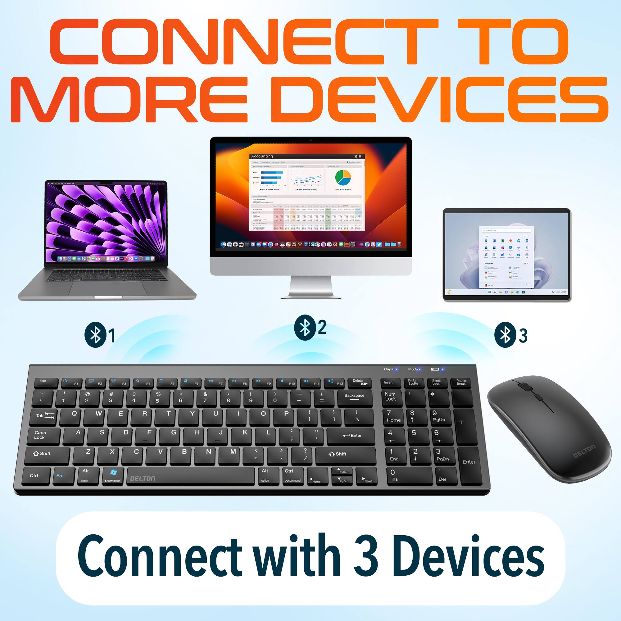 CONNECT TO MORE DEVICES - I EELLEL 1X . A - - 1 2 3 - - - - - .. - - + d - . - - a .. - - - - . -. .. ...  - - a I   - - - 1 . e . 3 1 4 S 6 - a a P a 1 D - O I - . Baropan Num Loee Te a W E H T Y U - o P - - 1 I 1 % 7 auma 8 1 9 ngle - aus Lovk srun Ces Fn A Z A S D F x G V DELTON - C  H N J M   d L A - : - -  1 Lan i . - Etac Srum -- 4 - 1 Ena O n 5 2  6 3 PgDe i Enter DELTON Connect with 3 Devices