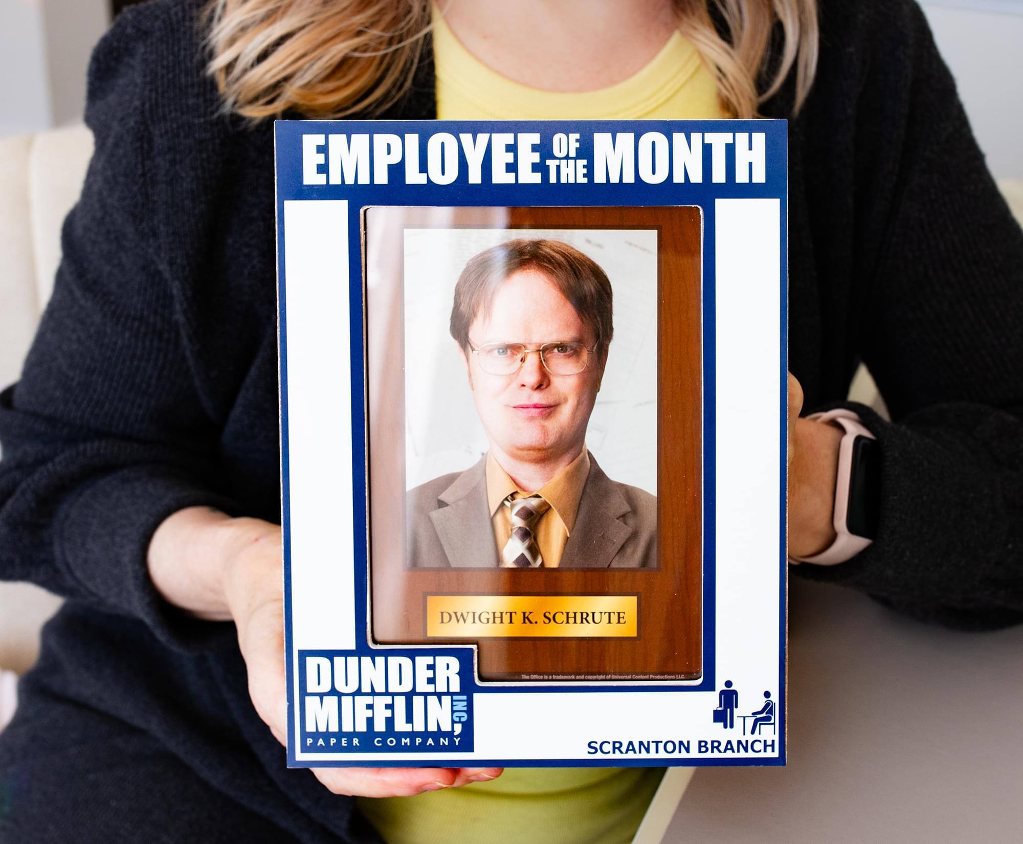 Employee of the Month  
Dwight K. Schrute  
Dunder Mifflin Inc. Paper Company  
Scranton Branch