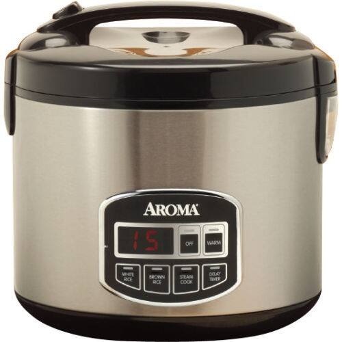 Front Standard. Aroma - 10-Cup Programmable Rice Cooker - Stainless Steel.