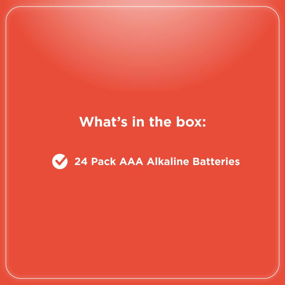 What's in the box:  
24 Pack AAA Alkaline Batteries