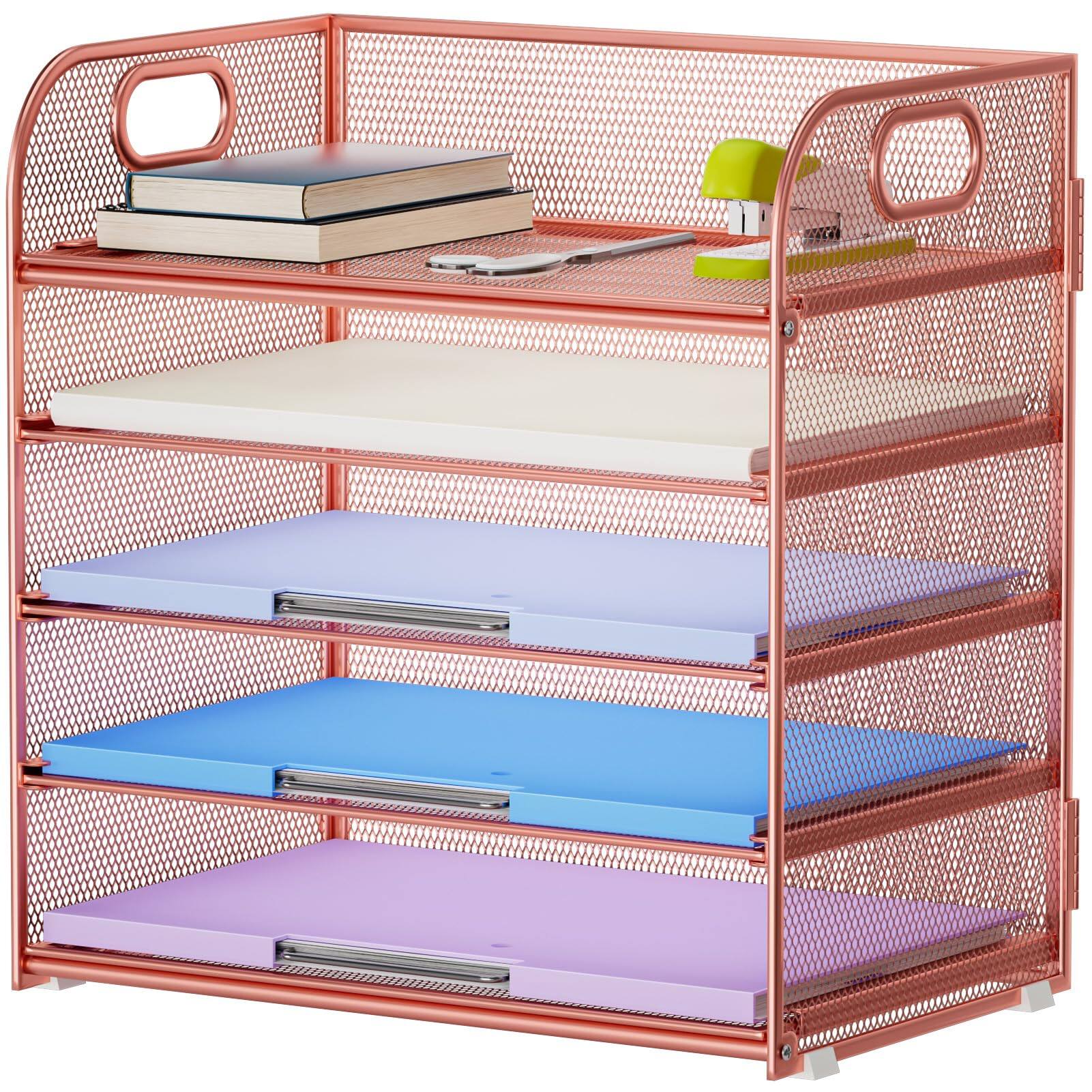 Paradigms Interiors Paper Organizer Letter Tray 5 Tier Mesh File With ...