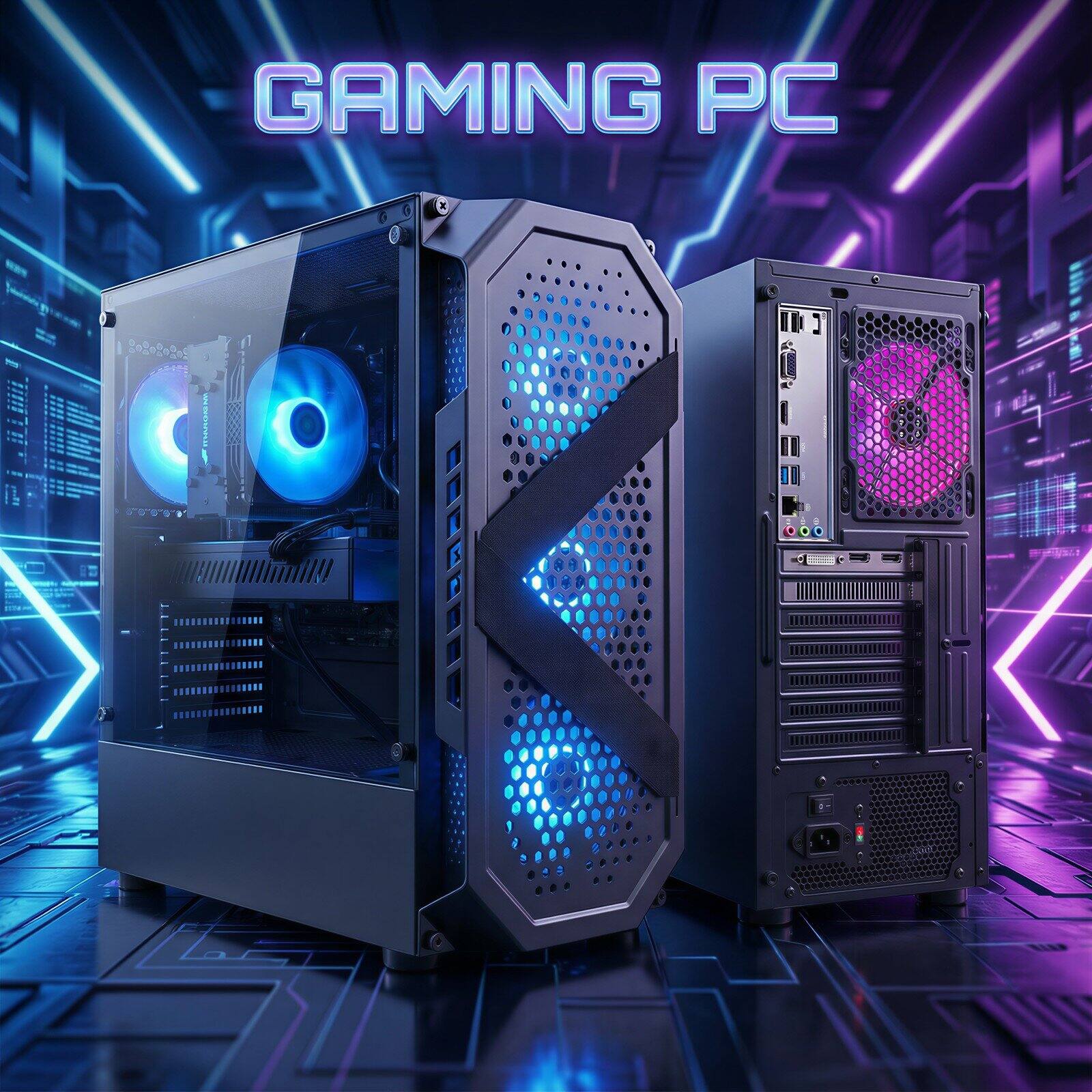 Left. STGAubron - STGAubron Gaming Desktop PC, GeForce RTX 3060 12G, Intel Core i7-8700 up to 4.6Ghz, 32G DDR4 RAM, 2T SSD, WiFi 6, Win11H - Black.