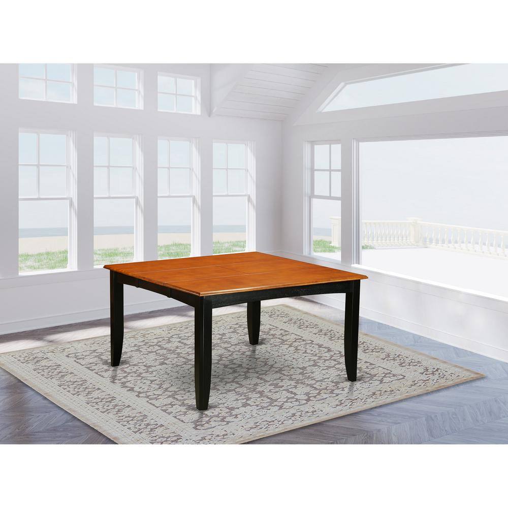 Left. East West Furniture - PFNI6-BCH-C 6 PC Dining room set with bench-Dining Table and 4 Wood Dining Chairs plus a bench - Black & Cherry.