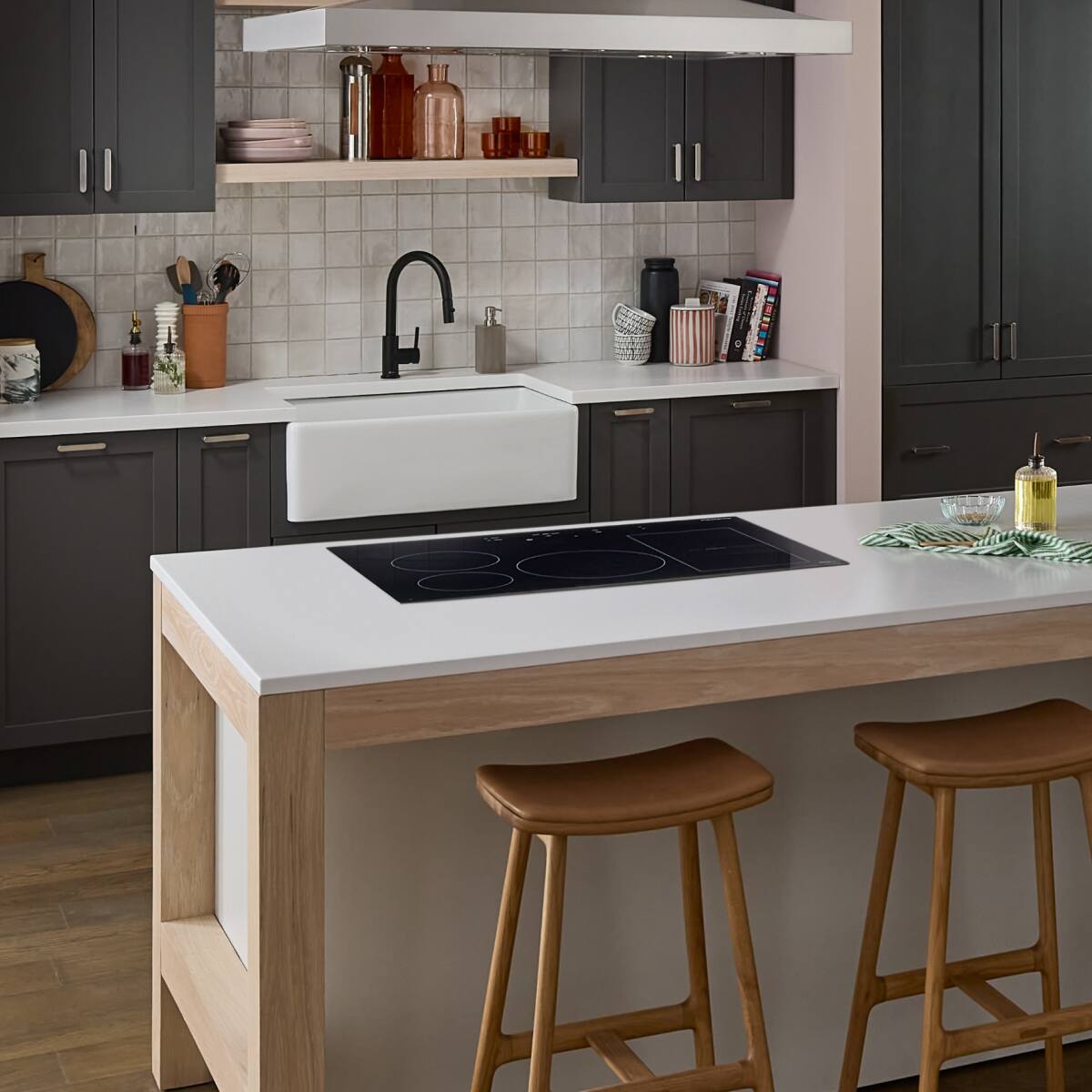 Left. KitchenAid - KitchenAid - 30" Electric Induction Cooktop with 5 Cooking Zones and Temp Cook Induction Technology - Stainless Steel - Stainless Steel.