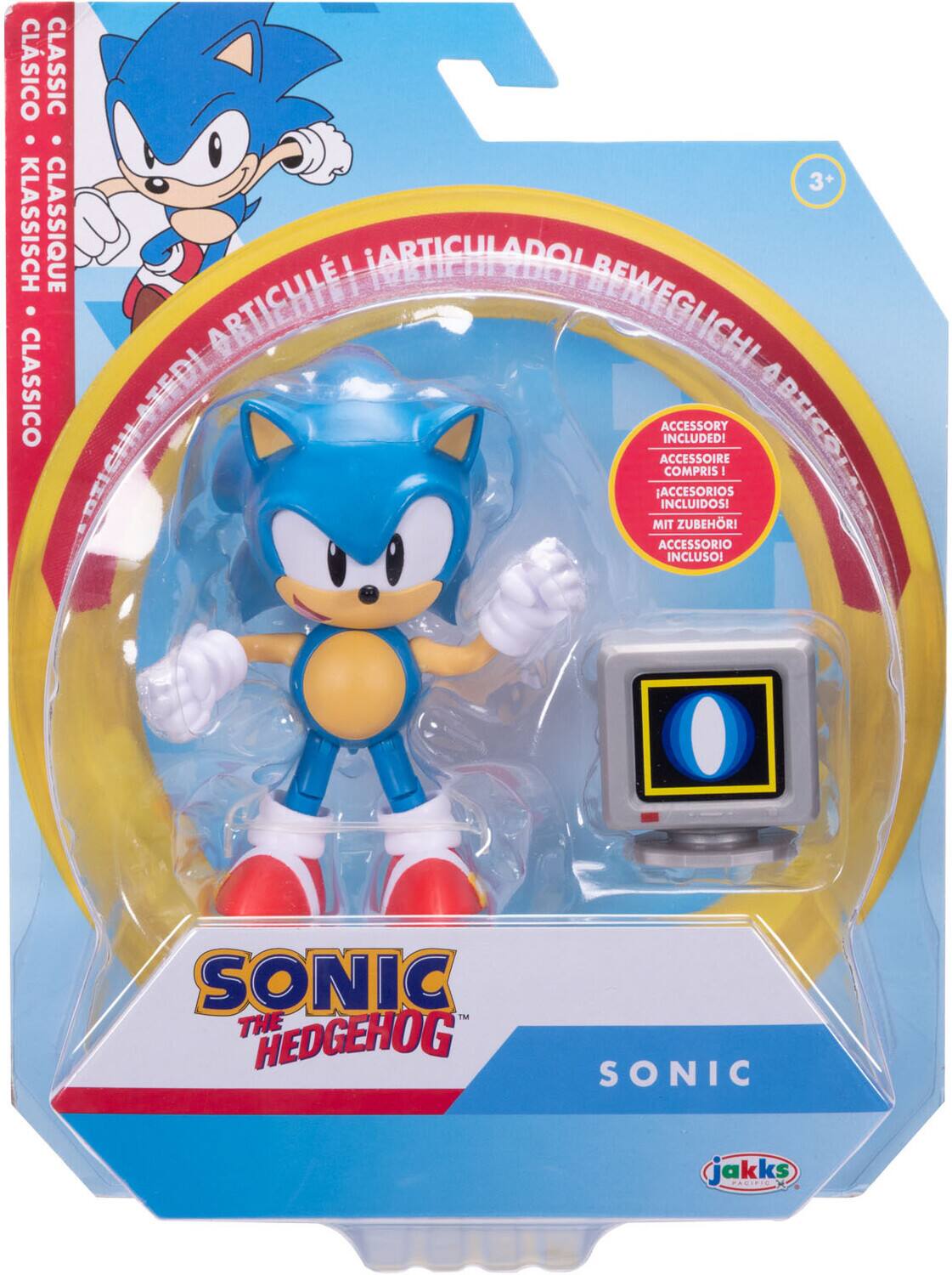 Sure, here is the corrected and grouped text from the image:

---

**Top Left:**
- CLASSICO
- CLASSIC
- KLASSISCH
- CLASSIQUE
- CLASSICO

**Top Right:**
- 3+
- IL ADOL BEWEGLICH ARTICULADO!
- ARTICULADO!
- BEWEGLICH
- ARTICULADO!

**Middle:**
- ACCESSORY INCLUDED!
- ACCESSOIRE COMPRIS!
- ACCESSORIO INCLUSO!
- ACCESSOIRE INCLUS!
- MIT ZUBEHÖR!

**Bottom:**
- SONIC THE HEDGEHOG
- SONIC

**Bottom Right:**
- jaks
- PACIFIC

**Additional Text:**
- ARTICULADO!
- BEWEGLICH
- ARTICULADO!
- CLASSICO

---