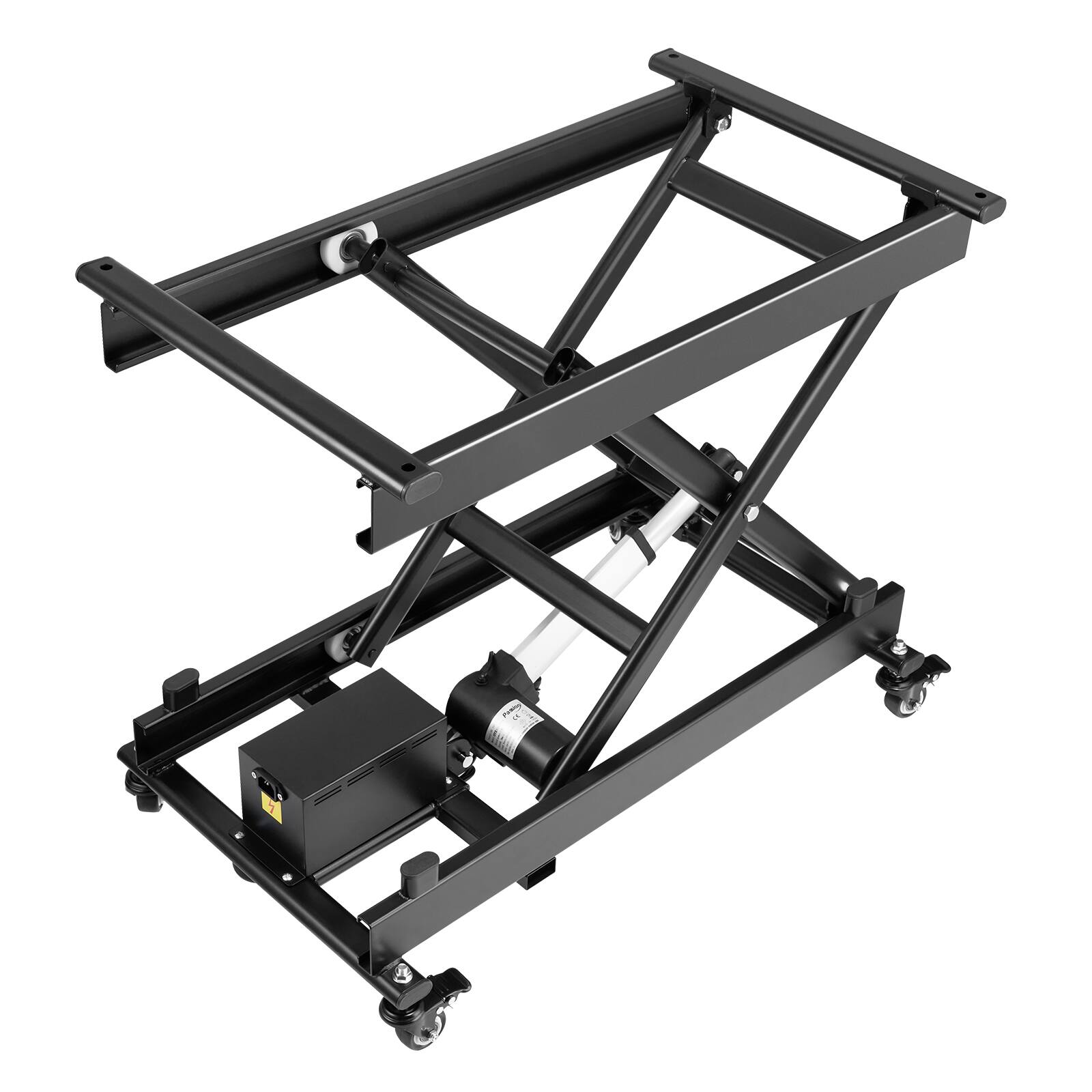 Alt View 5. VEVOR - Electric Lift Table, 330 lbs Capacity Single Scissor Lift Table, 8 - 28 in Height Adjustable Lifting Platform - Black.