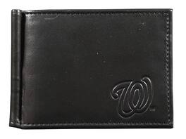 Rico Industries - Washington Nationals Baseball RFID Blocking Shield Black Leather Moneyclip Wallet - Multi
