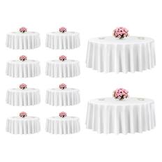 Front. VEVOR - White Round Tablecloths 10 Pack, 120 Inches in Diameter, Stain- & Wrinkle- Resistant, Machine Washable Table Clothes - White.