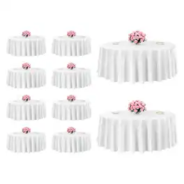 VEVOR - Round Tablecloths 10 Pack, 120 Inches in Diameter, Stain- & Wrinkle- Resistant, Machine Washable Table Clothes - White