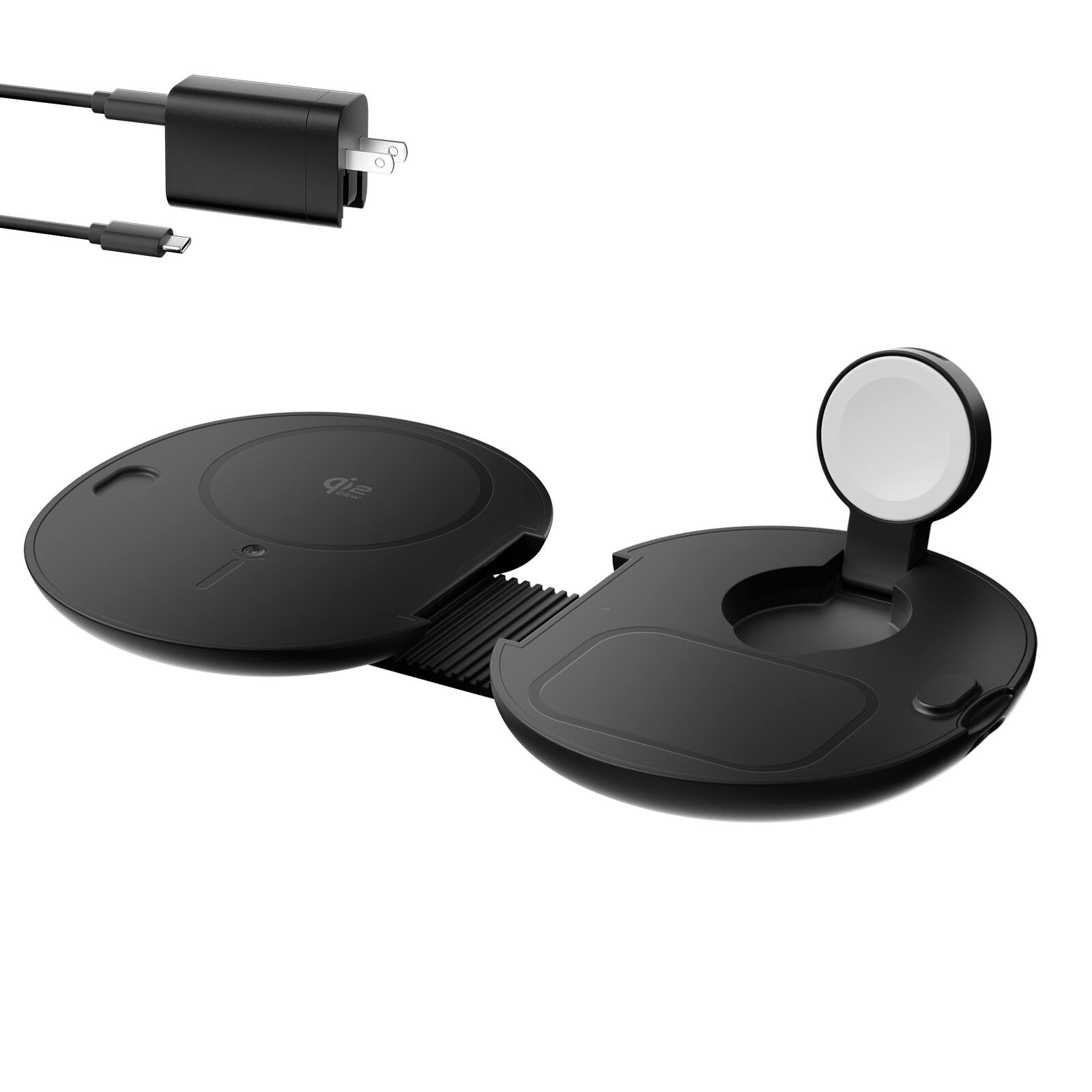 Angle. iOttie - iOttie Velox Qi2.2 25W Fast Foldable Wireless Charger, 4-in-1 MagSafe Station w/ Find My for iPhone, Watch, AirPods - Black.