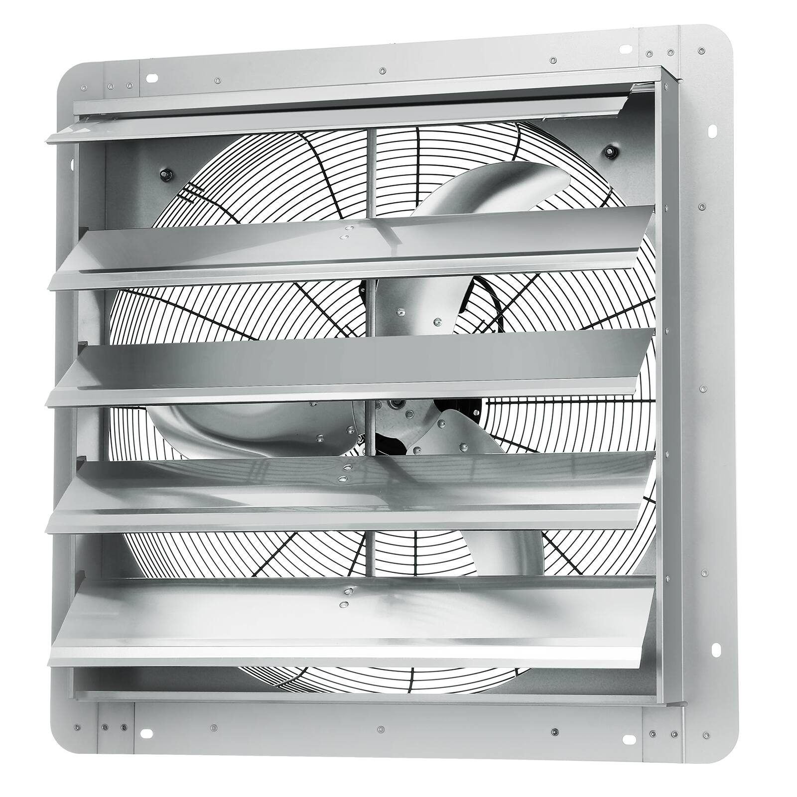 Alt View 5. VEVOR - 24'' Shutter Exhaust Fan, High-speed 3320 CFM, Aluminum Wall Mount Attic Fan with AC-motor, Ventilation and Cooling - Silver.