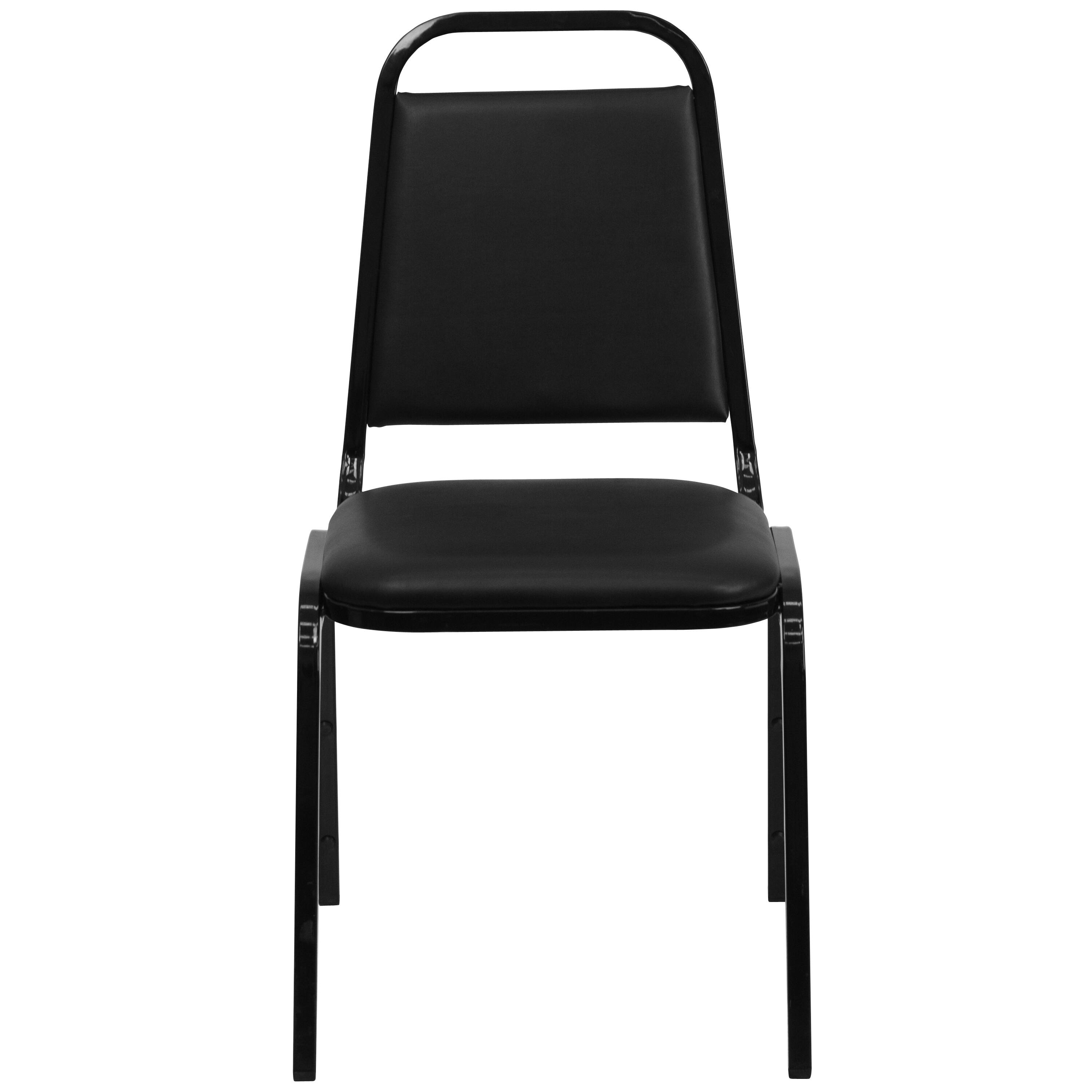 Alt View 11. Alamont Home - Hercules Trapezoidal Back Stacking Banquet Chair in Black Vinyl with 1.5" Thick Seat - Black Vinyl/Black Frame.