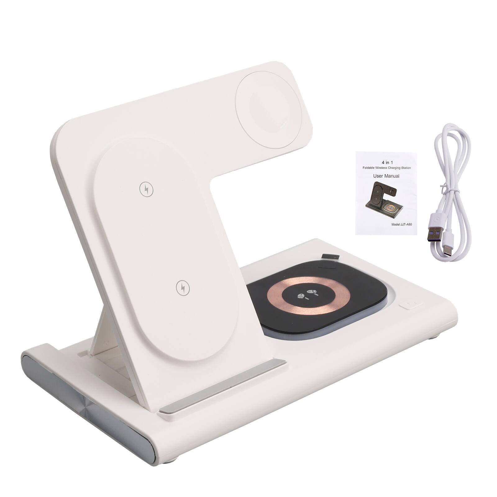 4 in 1 Foldable Wireless Charging Station User Manual Model: JFT-A08