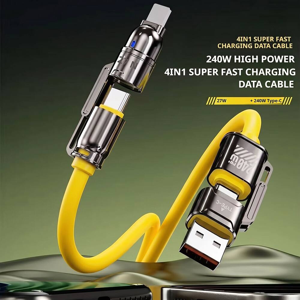 4IN1 SUPER FAST CHARGING DATA CABLE  
240W HIGH POWER  
4IN1 SUPER FAST CHARGING DATA CABLE  
27W + 240W Type-C